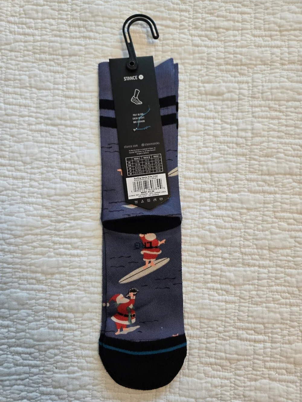 Stance Surfing Santa Kids Crew Socks in Blue and Red